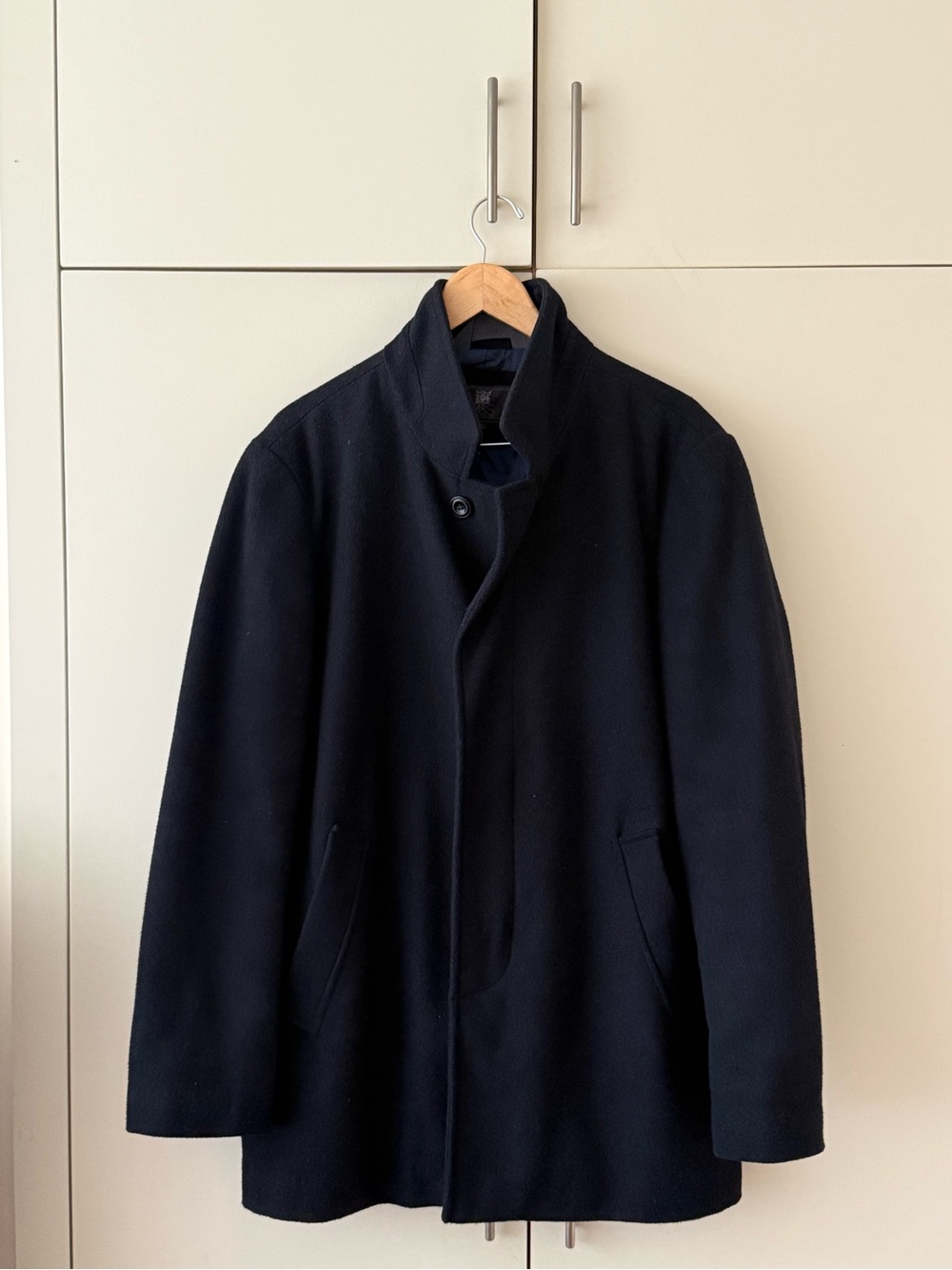 Men's Navy Wool Blend Coat - Marks & Spencer M. Short Overcoat